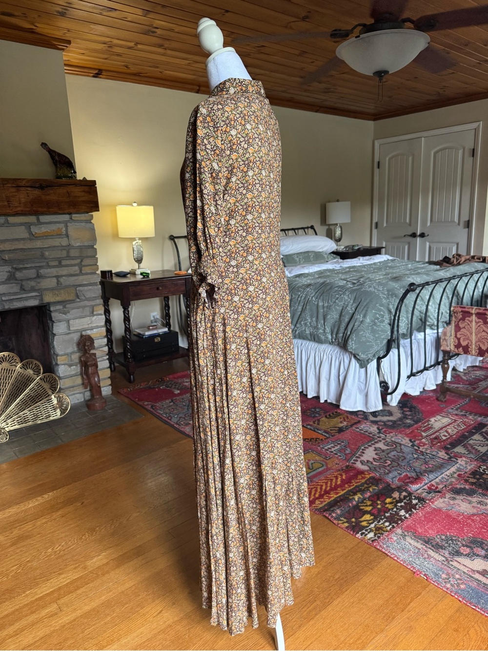 Natural Life Maxi Floral Boho Dress in Brown and Cream. NWT.  Size L - Picture 4 of 7